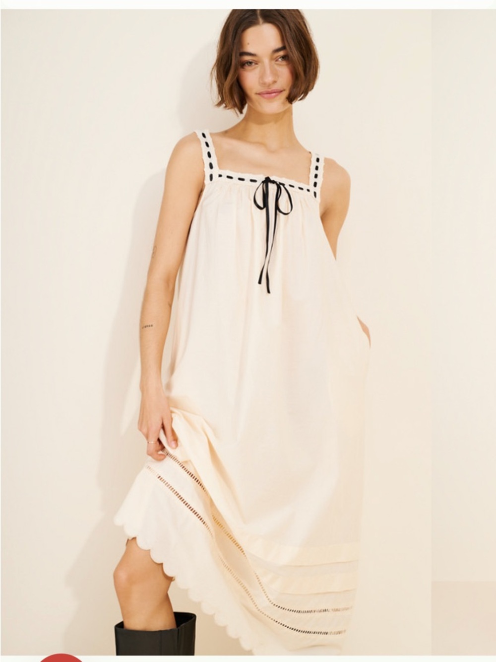 Anthropologie Cream Maxi cottage core nightgown dress